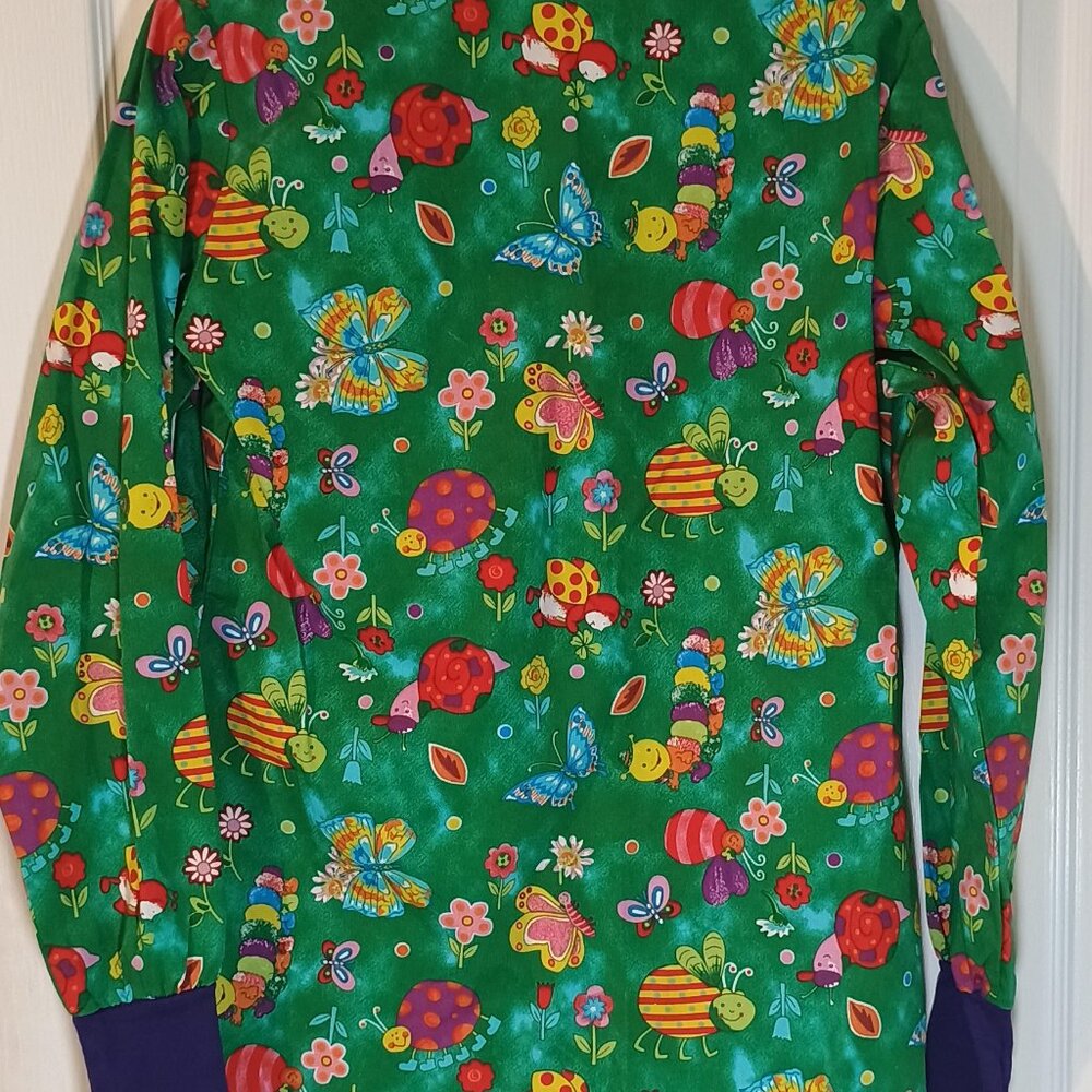 Melrose May-Hill/Scrub Top/Jacket/Women S/Green Sparkly Bugs Print - Picture 8 of 8